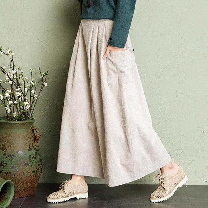 Zylira Autumn Winter Loose Corduroy Wide Leg Pants - ZYLIRA