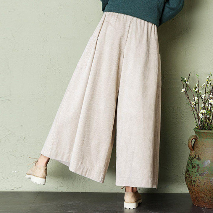 Zylira Autumn Winter Loose Corduroy Wide Leg Pants - ZYLIRA