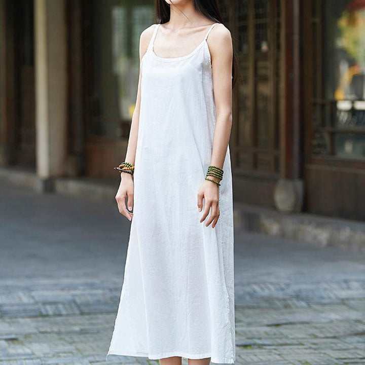 Cotton And Linen Loose Camisole Long Skirt - ZYLIRA