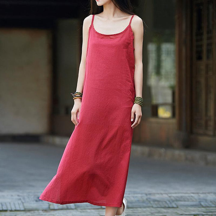 Cotton And Linen Loose Camisole Long Skirt - ZYLIRA