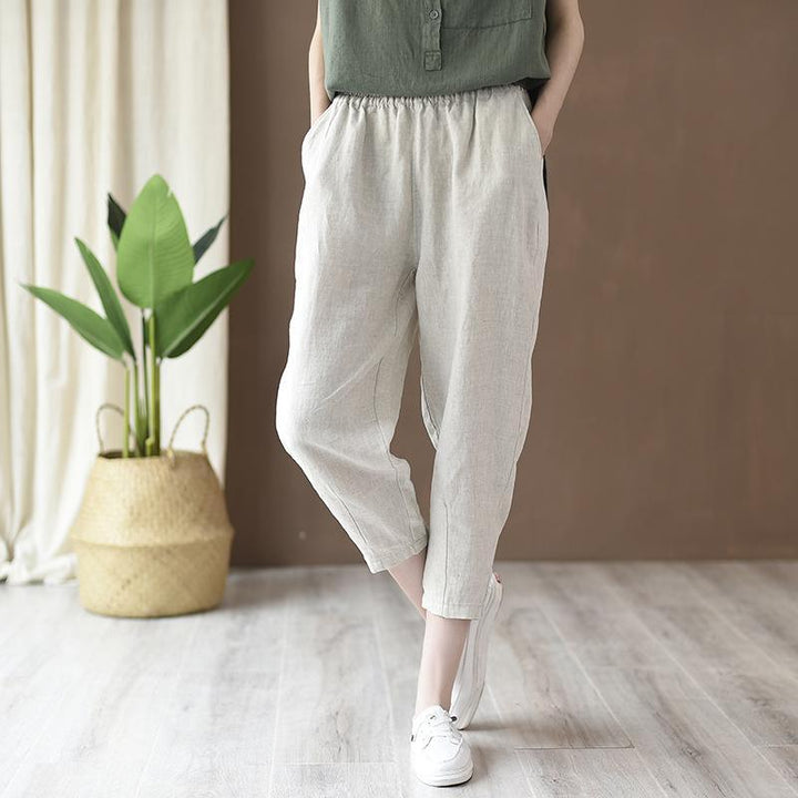 Zylira Women Cotton And Linen Casual Cropped Pants - ZYLIRA