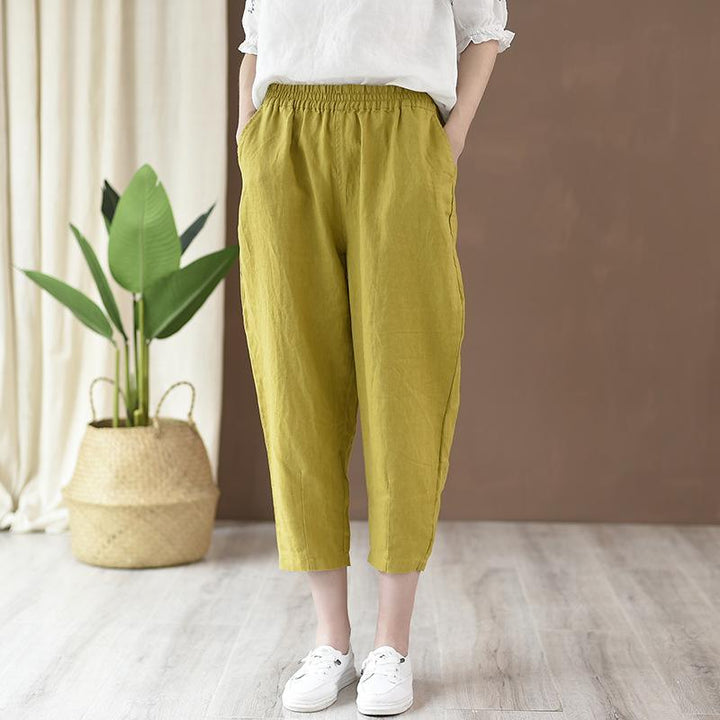 Zylira Women Cotton And Linen Casual Cropped Pants - ZYLIRA