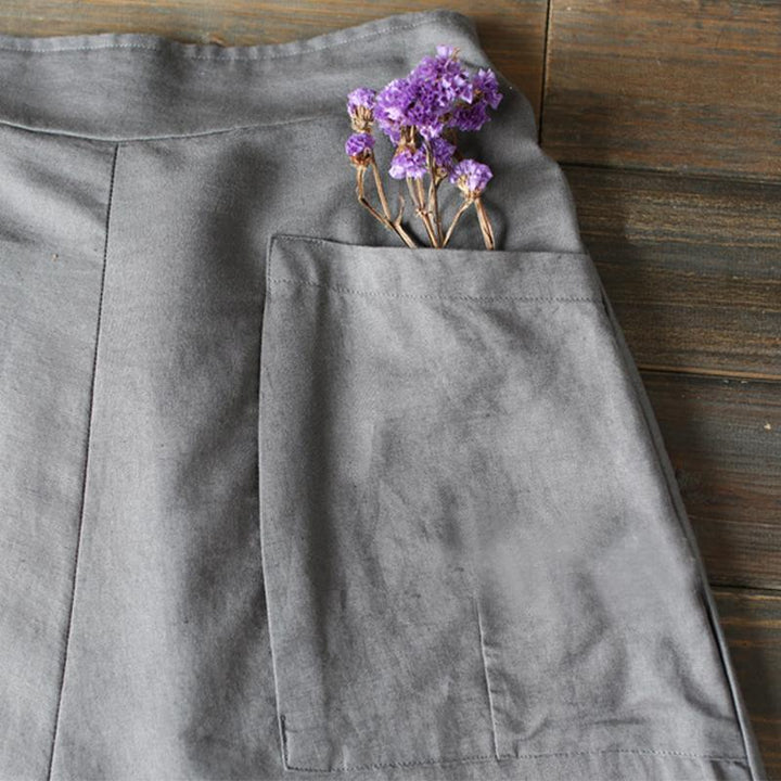 Cotton Linen Elastic Waist Pants With Pockets - ZYLIRA