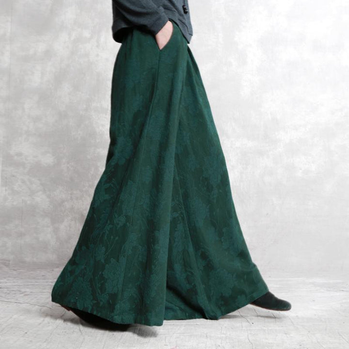 Cotton Linen Jacquard Retro Wide-leg Pants - ZYLIRA