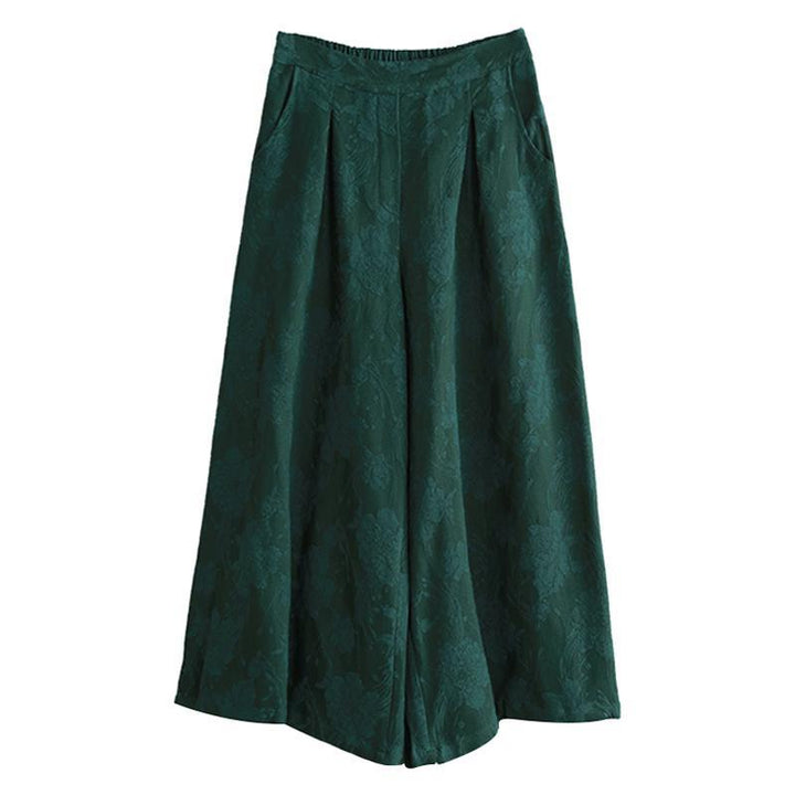 Cotton Linen Jacquard Retro Wide-leg Pants - ZYLIRA