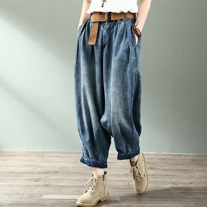 Women Elastic Waist Loose Harem Jeans - ZYLIRA