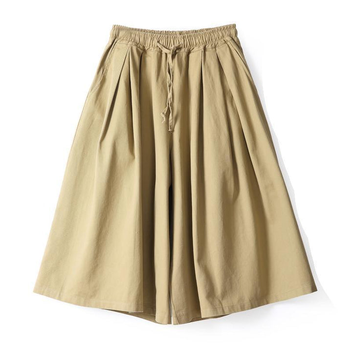 Elastic Waist Casual Wild Leg Pants-Khaki - ZYLIRA