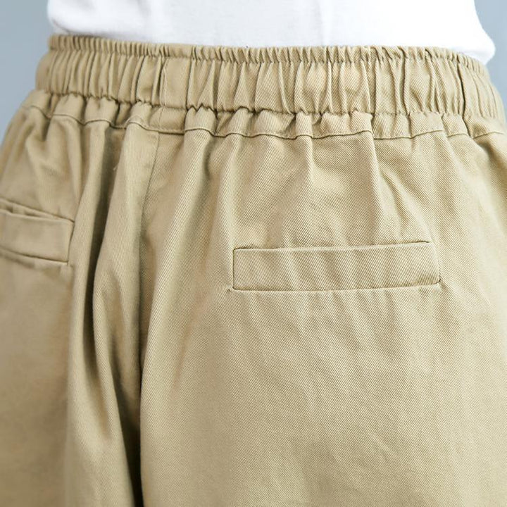 Elastic Waist Casual Wild Leg Pants-Khaki - ZYLIRA