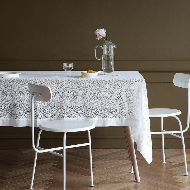 Embroidered Farmhouse Lace Tablecloth White - ZYLIRA