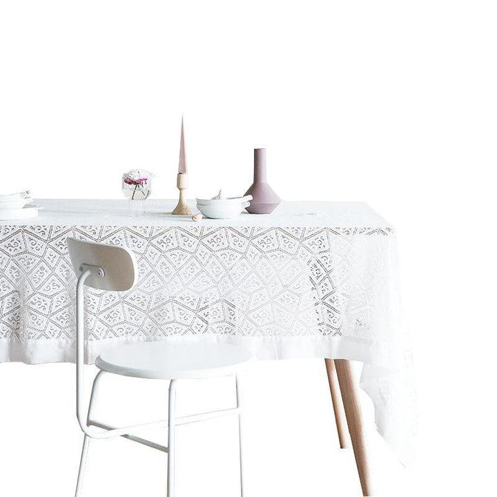 Embroidered Farmhouse Lace Tablecloth White - ZYLIRA