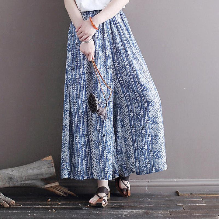 Ethnic Style Loose Wide-Leg Cotton Linen Pants - ZYLIRA