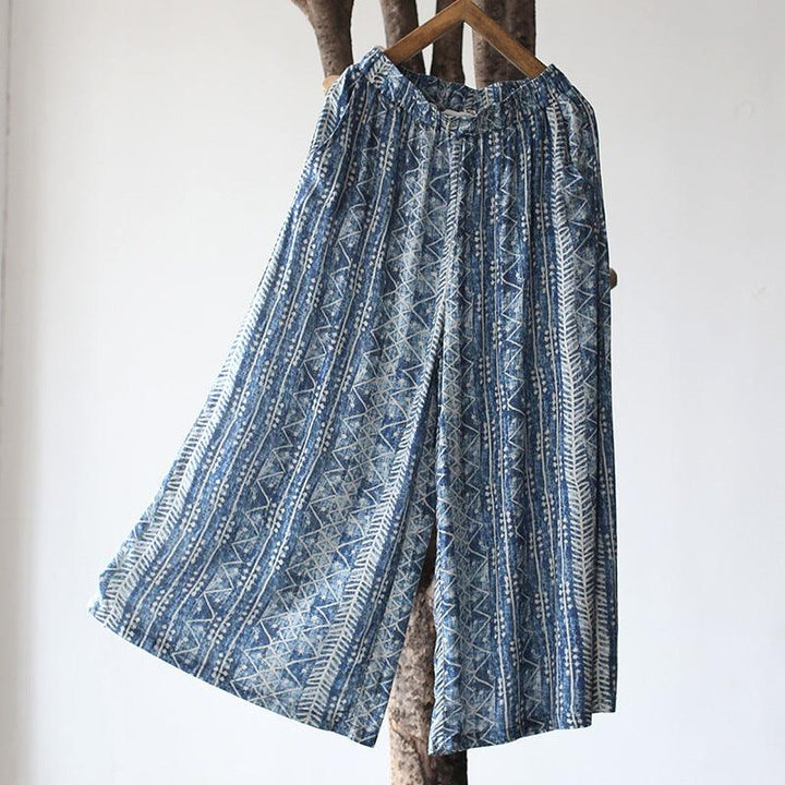 Ethnic Style Loose Wide-Leg Cotton Linen Pants - ZYLIRA