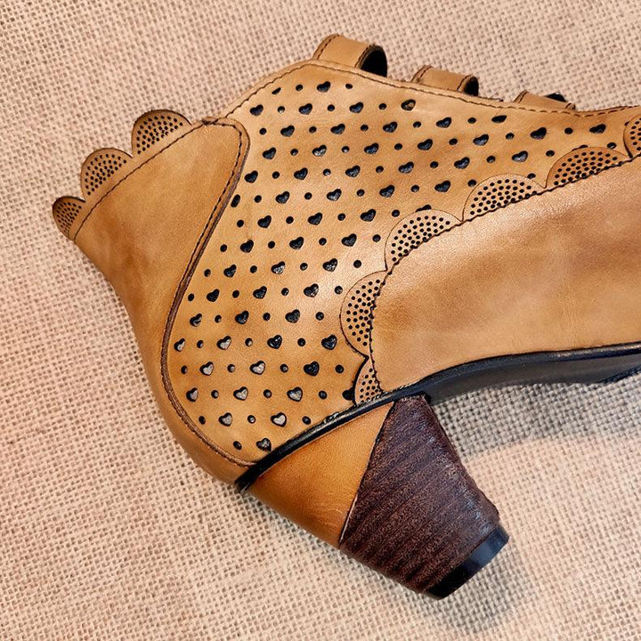Bukles Straps Vintage Pointed-Toe Elegant Chunky Heel Boots 36-42 - ZYLIRA