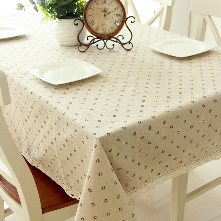 Farmhouse Style Cotton Linen Daisies Tablecloth - ZYLIRA