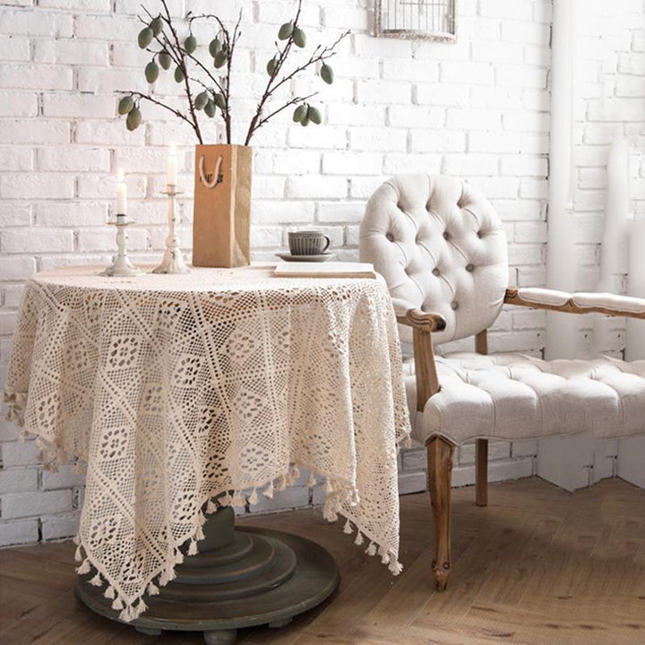 Home Decoration Tassel Table Cloth Simple Lace Table Clothes - ZYLIRA