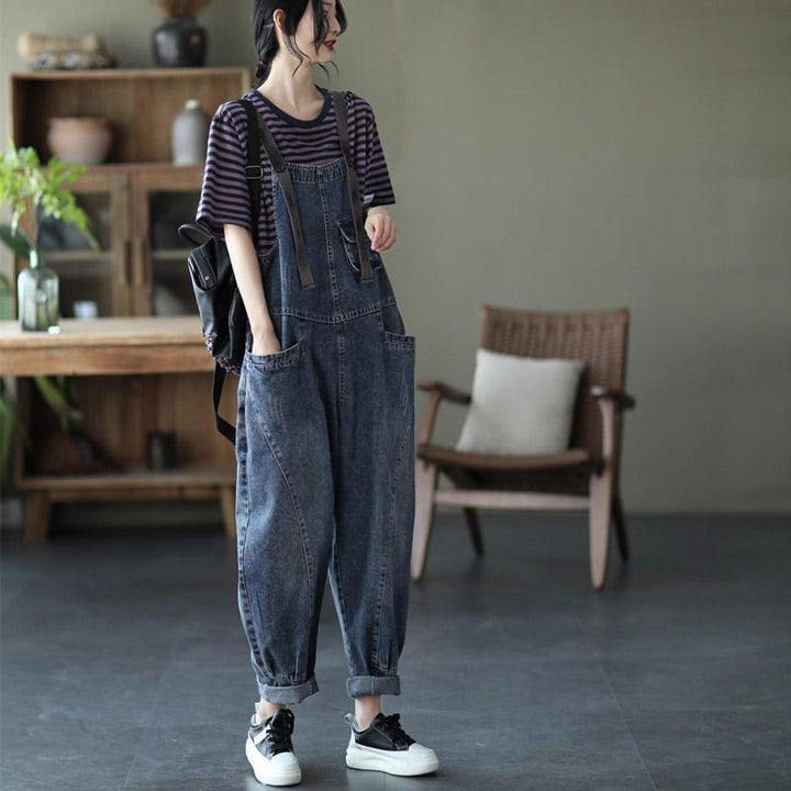 Loose Denim Overalls Casual Jumpsuit - ZYLIRA