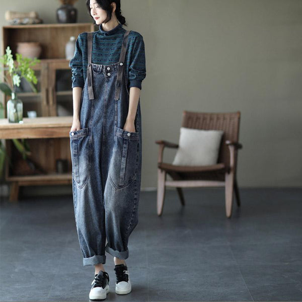 Loose Denim Overalls Casual Jumpsuit - ZYLIRA