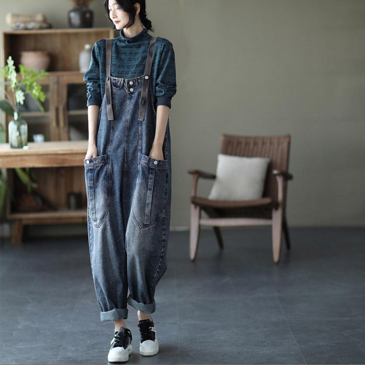 Loose Denim Overalls Casual Jumpsuit - ZYLIRA