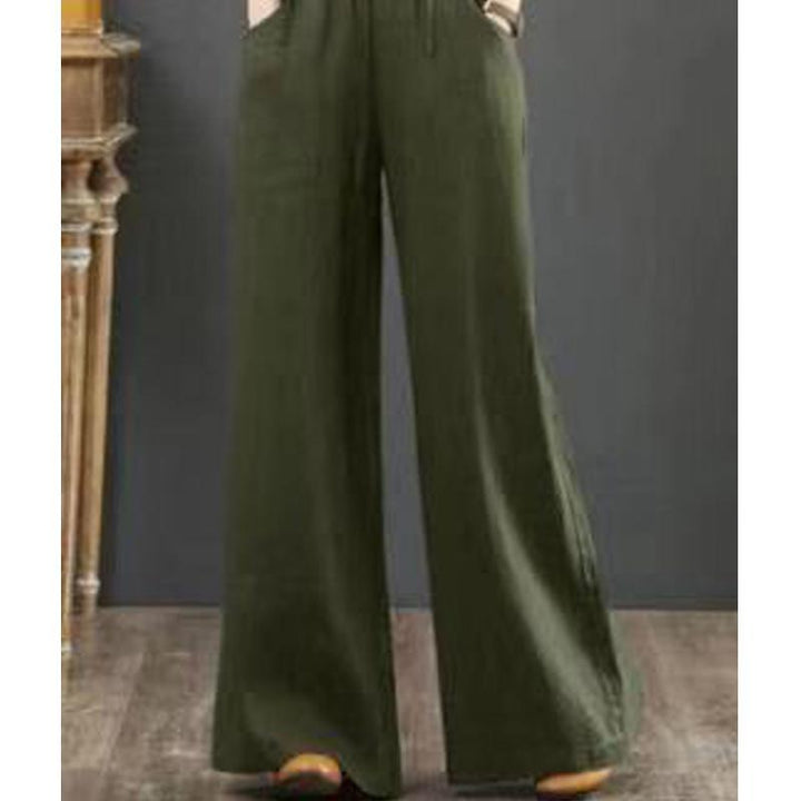 Loose Plus Size High Waist Mopping Linen Pants - ZYLIRA