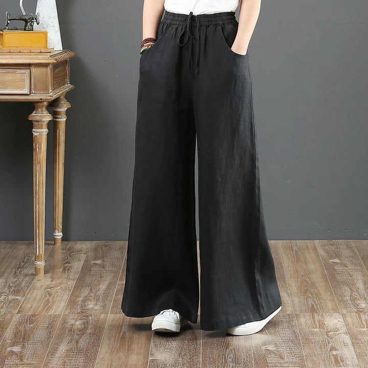 Loose Plus Size High Waist Mopping Linen Pants - ZYLIRA