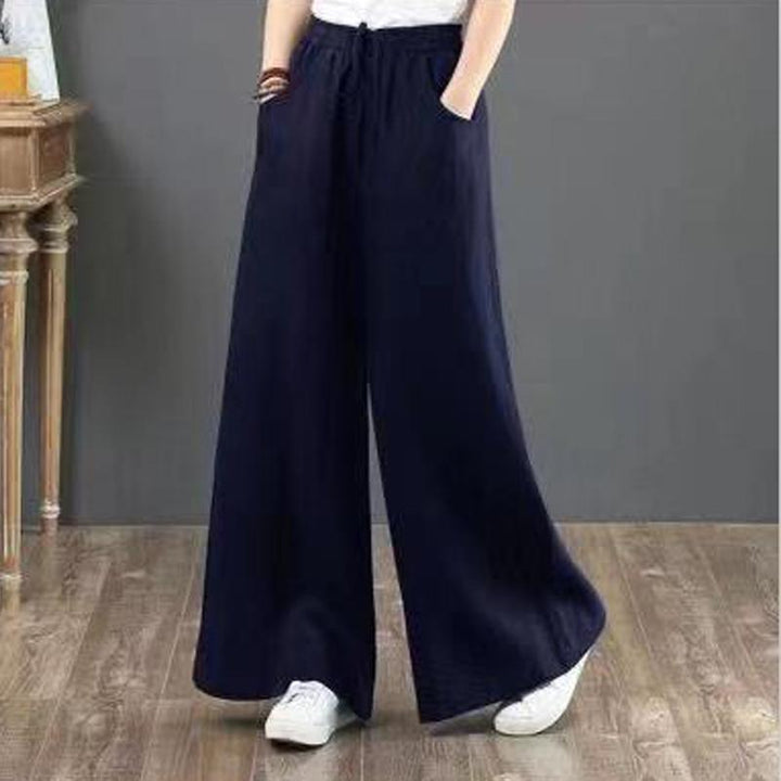 Loose Plus Size High Waist Mopping Linen Pants - ZYLIRA