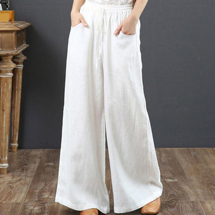 Loose Plus Size High Waist Mopping Linen Pants - ZYLIRA