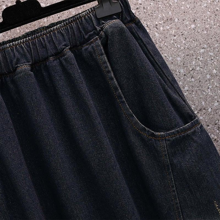 Loose Spring High Elastic Waist Denim Skirt - ZYLIRA