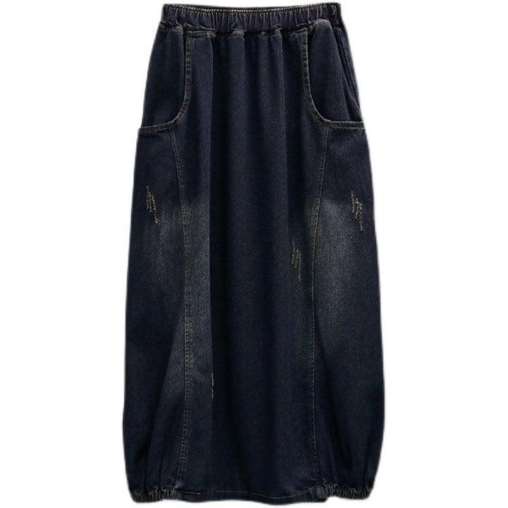 Loose Spring High Elastic Waist Denim Skirt - ZYLIRA