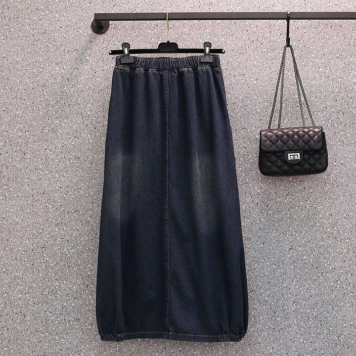 Loose Spring High Elastic Waist Denim Skirt - ZYLIRA