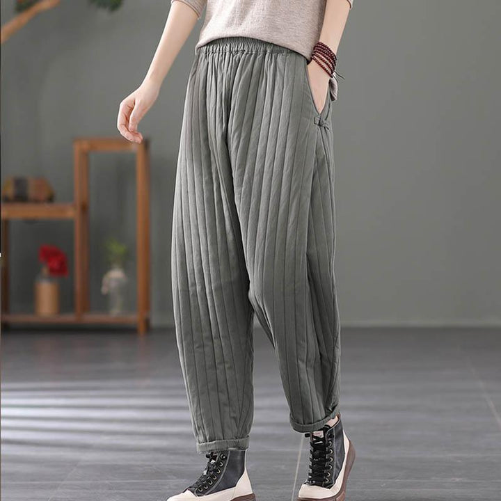 Loose Winter Retro Cotton Quilted Harem Pants - ZYLIRA