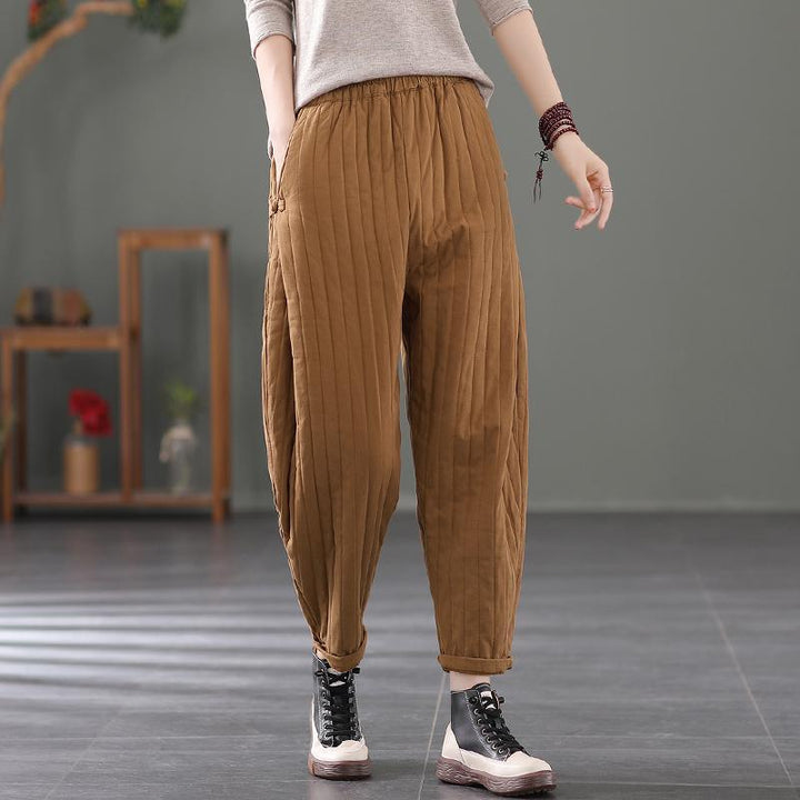 Loose Winter Retro Cotton Quilted Harem Pants - ZYLIRA