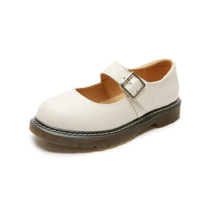 Women Vintage Buckle Leather Mary Janes Shoes - Flats - ZYLIRA