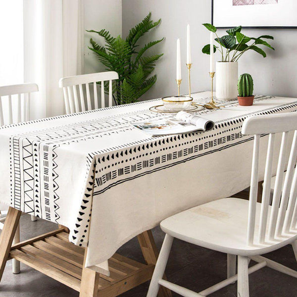 Nordic Cotton Linen Geometric Tablecloth - ZYLIRA