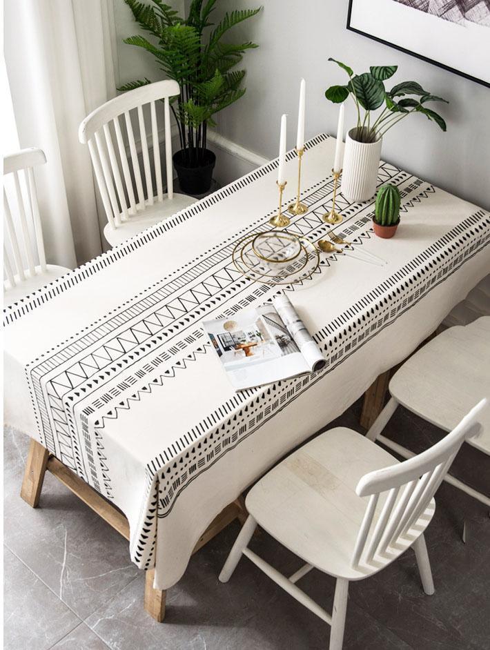 Nordic Cotton Linen Geometric Tablecloth - ZYLIRA