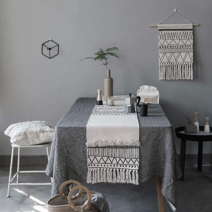 Nordic Moroccan Geometric Tassel Tufted Table Tablecloth - ZYLIRA