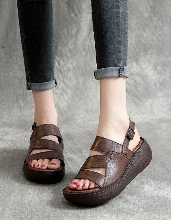 Women's Slingback Retro Wedge Sandals - ZYLIRA