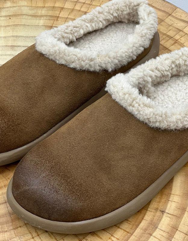 Round Toe Winter Indoor Suede Slippers with Fur - ZYLIRA