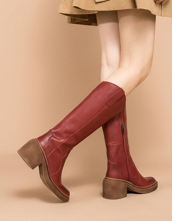 Pure Leather Handmade Women's Fashion Long Boots - ZYLIRA