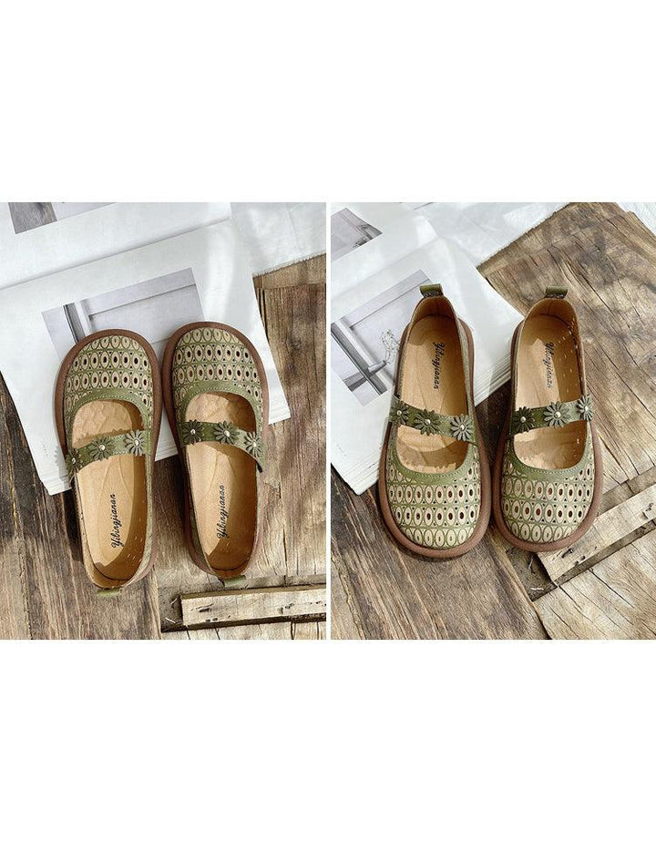 Comfortable Round Toe Summer Hollow Flat Sandals - ZYLIRA