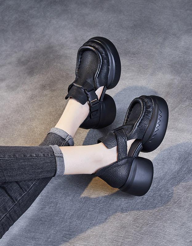 Side Buckle Comfortable Round Toe Plaftorm Sandals - ZYLIRA