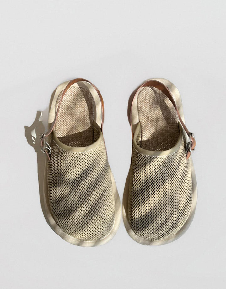 Mesh Cotton Linen Wide Toe Box Slingback Sandals - ZYLIRA