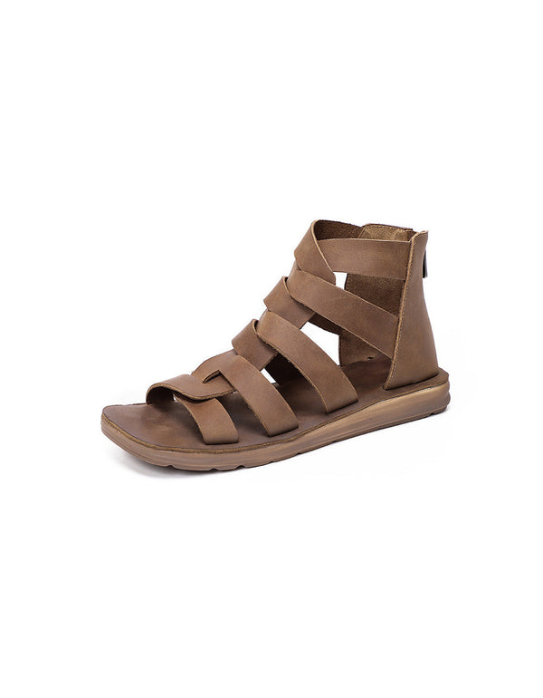 Square Toe Handmade Retro Soft Leather Strap Sandals 41