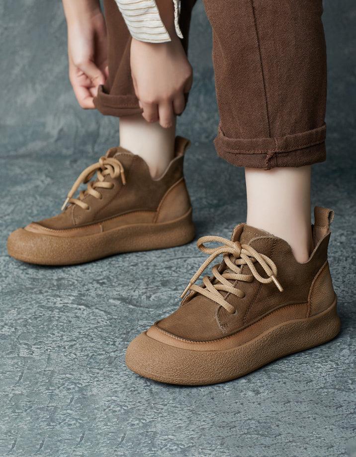 Suede Comfortable Casual Leather Flat Boots - ZYLIRA