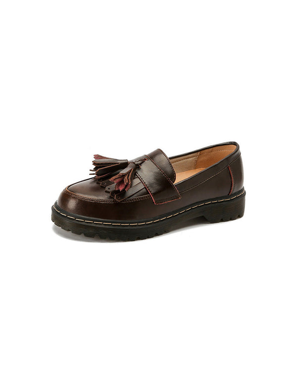 Round Head Tassel Loafers for Women