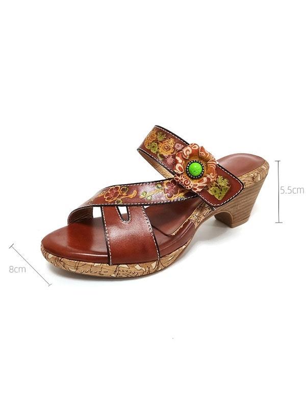 Ethnic Vintage Handmade Flowers Leather Slippers - ZYLIRA