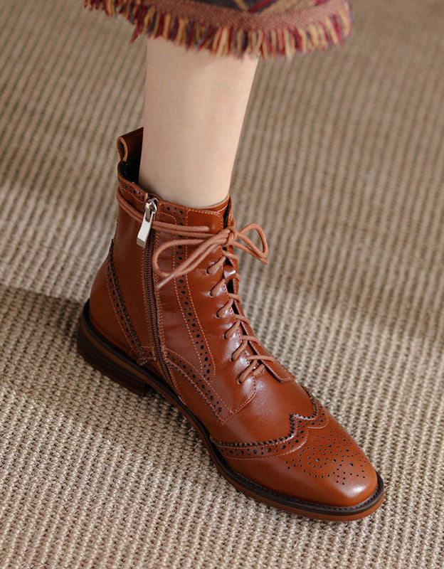 British Style Handmade Vintage Lace-up Oxford Boots