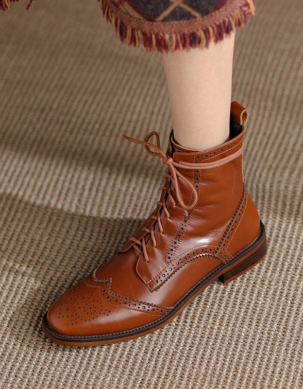 British Style Handmade Vintage Lace-up Oxford Boots