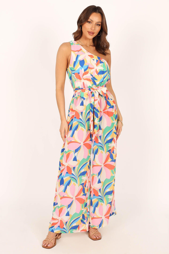 Belinda One Shoulder Jumpsuit - Floral - ZYLIRA