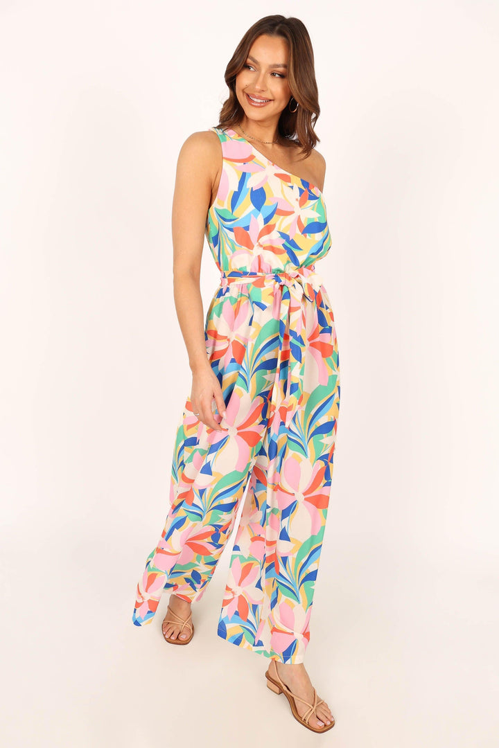 Belinda One Shoulder Jumpsuit - Floral - ZYLIRA