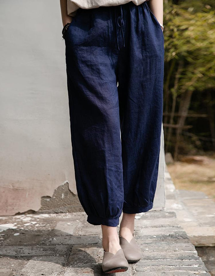 Plus Size Retro Casual Bloomer Cotton Linen Pants - ZYLIRA